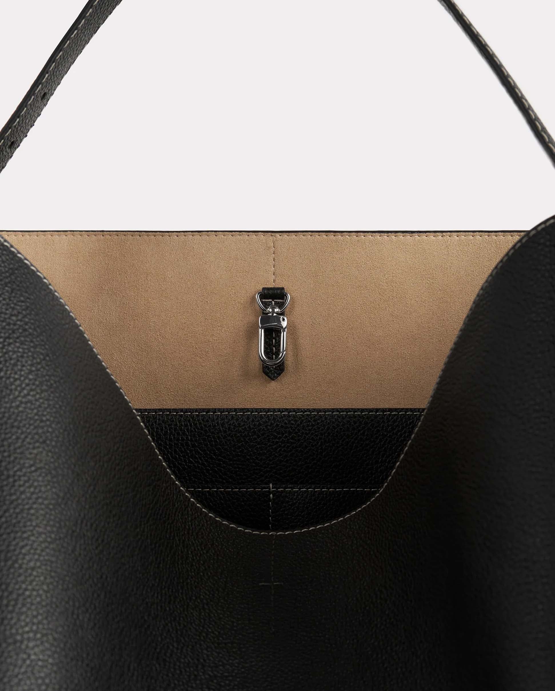 BELTED GRAINED LEATHER TOTE / BLACK - Image 7