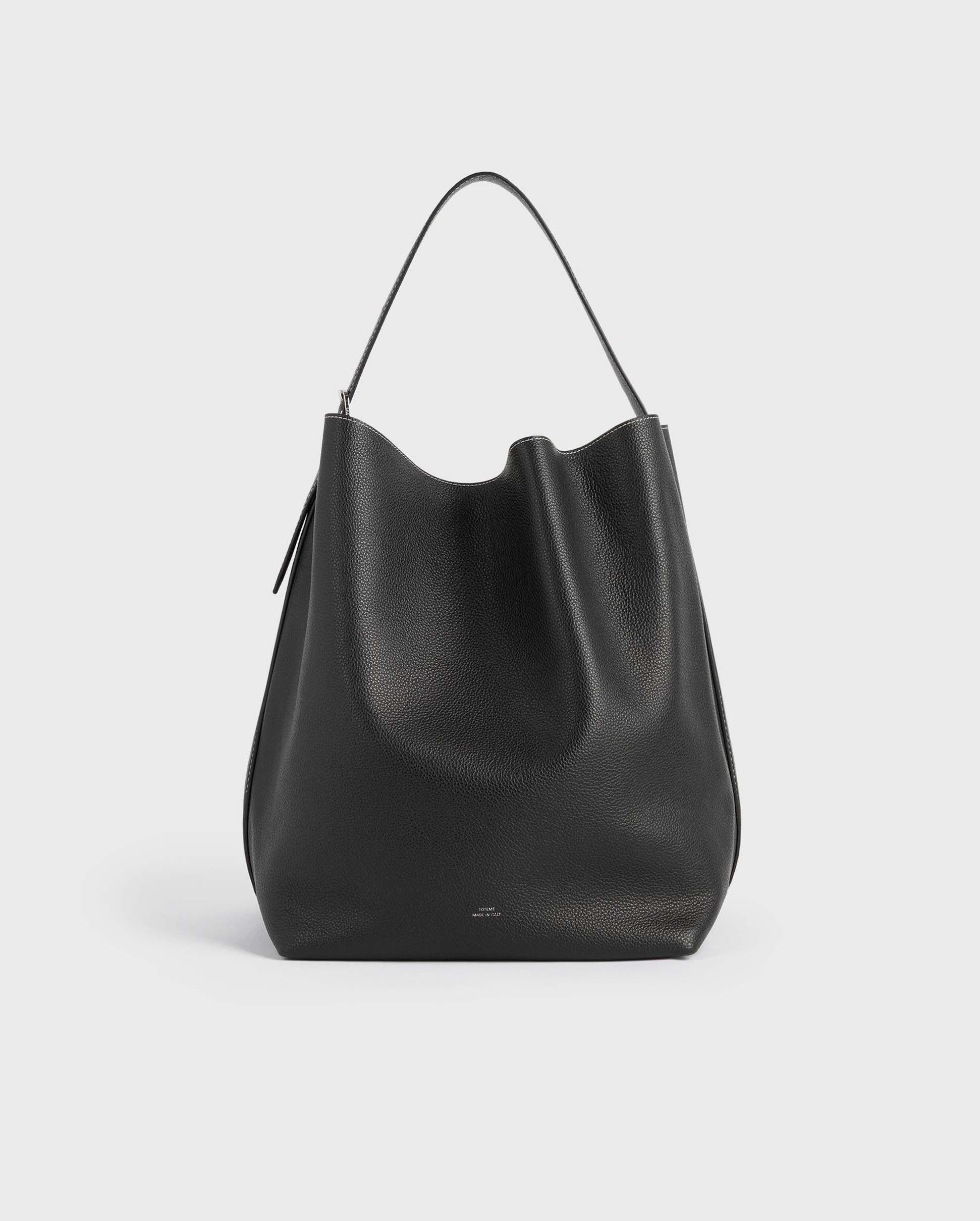 BELTED GRAINED LEATHER TOTE / BLACK - Image 8