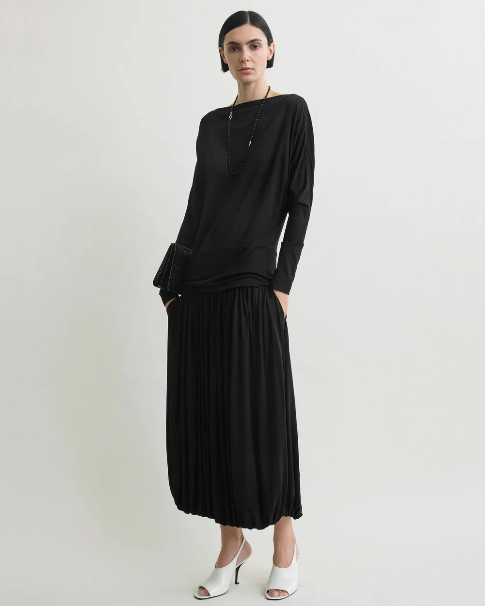 BOATNECK JERSEY TOP / BLACK - Image 3