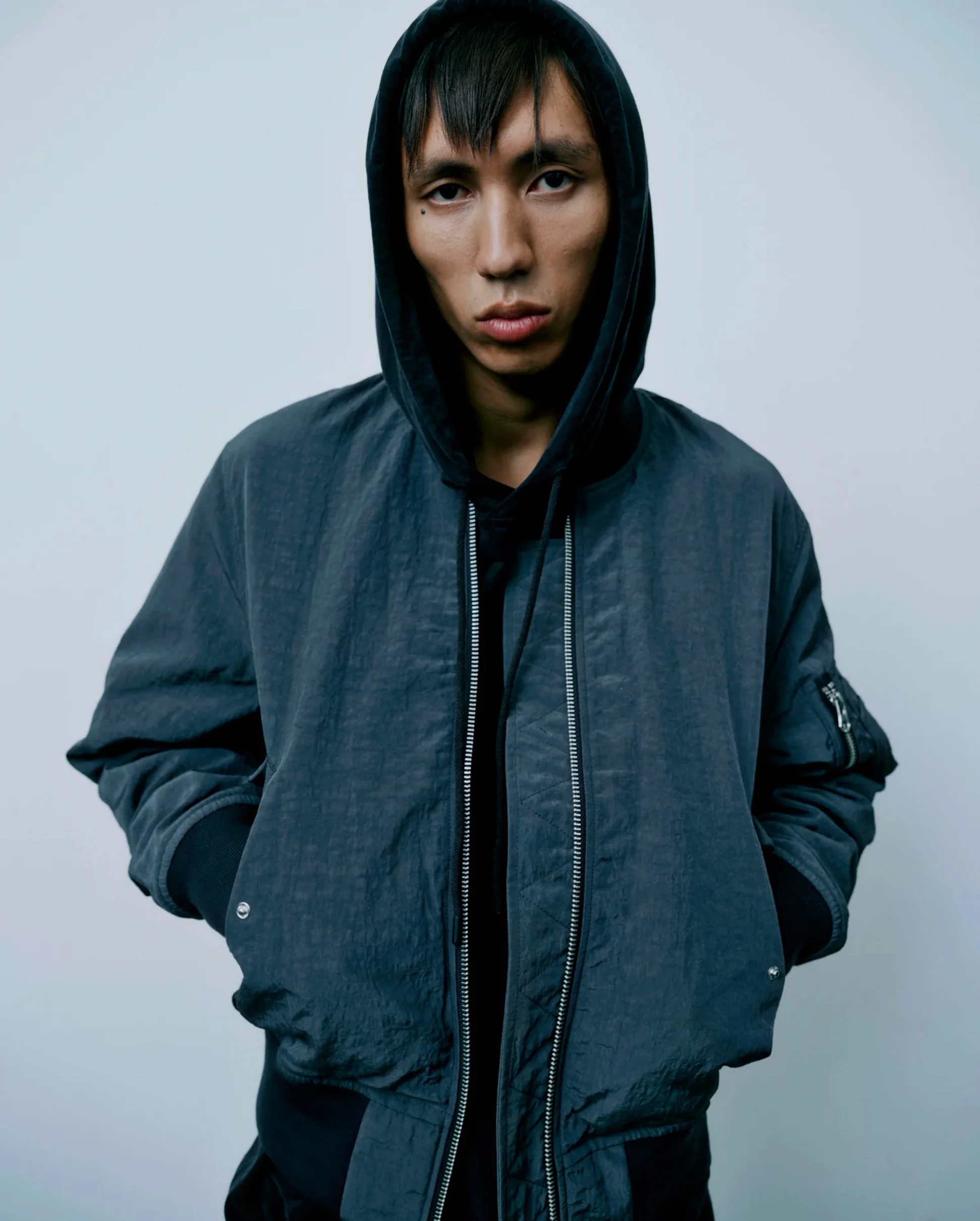 UNISEX BOMBER JACKET / BLUE GREY - Image 4