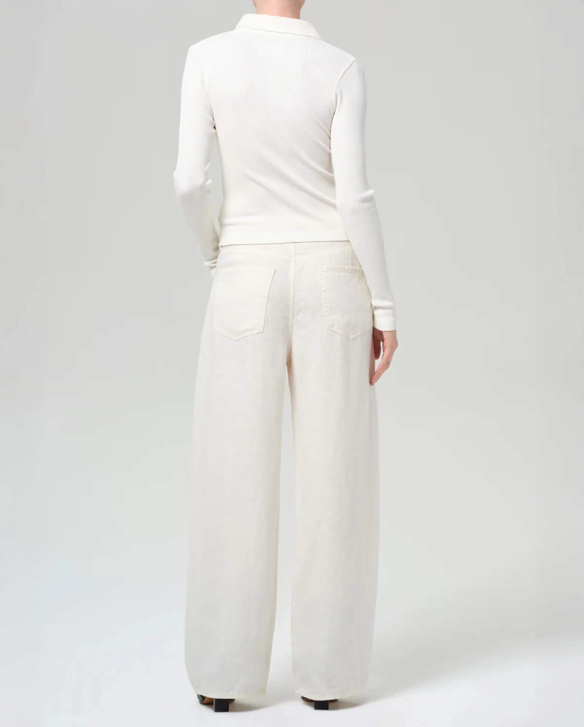BRYNN DRAWSTRING TROUSER IN LINEN / VANILLA - Image 3
