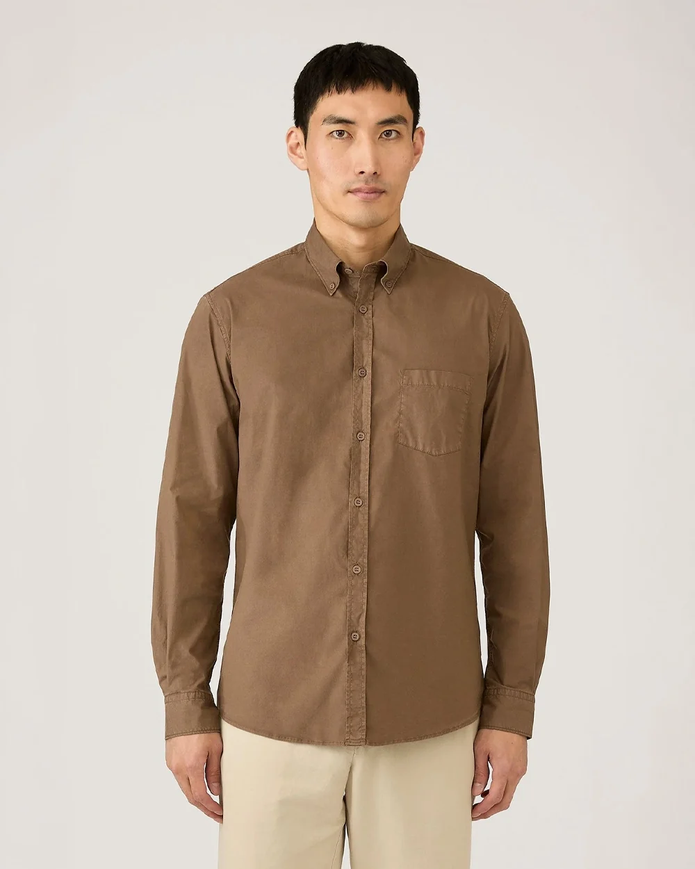 BUTTON DOWN SOFT POPLIN SHIRT / DARK CEDAR