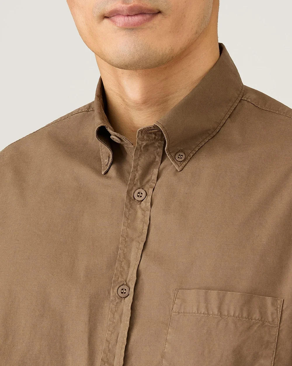 BUTTON DOWN SOFT POPLIN SHIRT / DARK CEDAR - Image 3