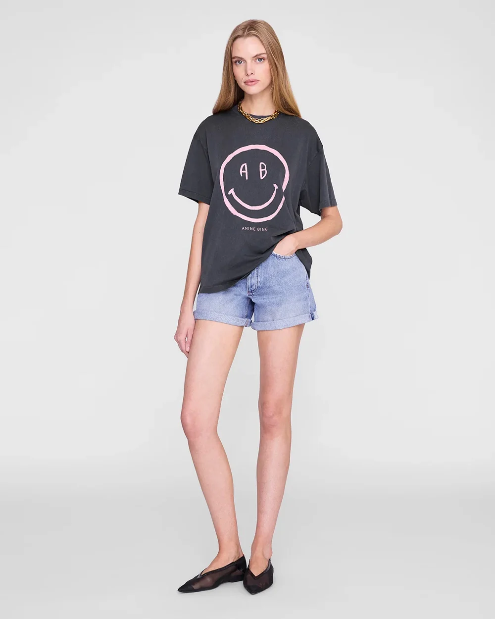 CADE TEE SMILEY / WASHED GREY