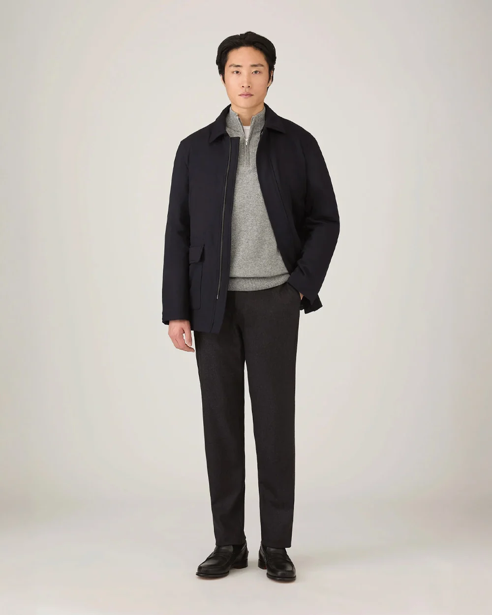CASHMERE HALF ZIP / GREY MELANGE - Image 2
