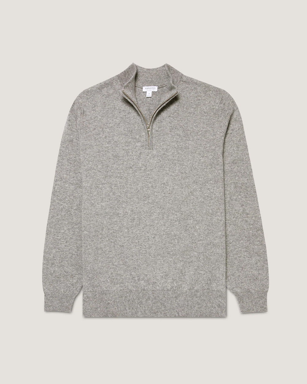 CASHMERE HALF ZIP / GREY MELANGE - Image 6