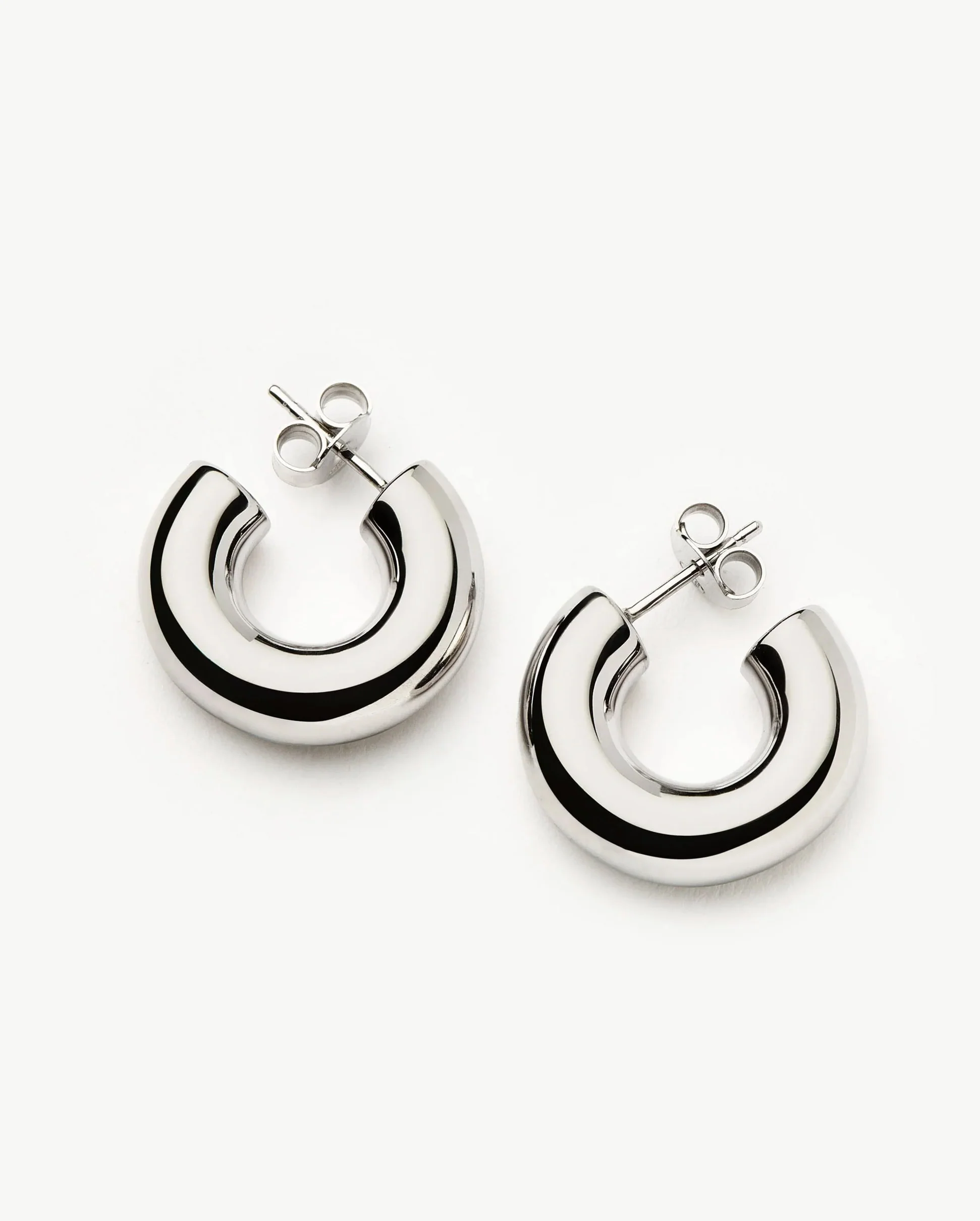 CHUBBY SMALL HOOP EARRINGS / SILVER - Image 3
