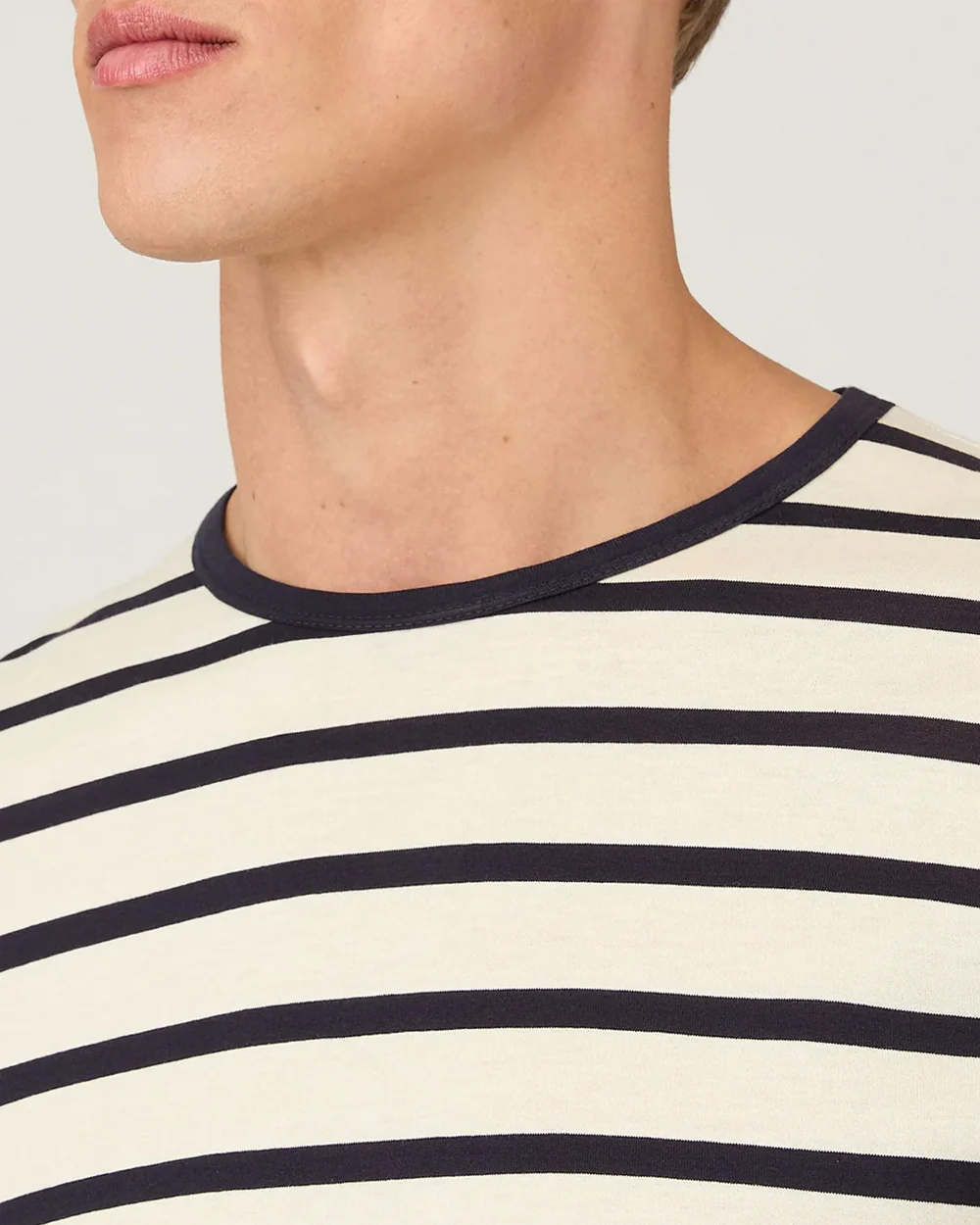 CLASSIC CREW NECK T-SHIRT / ECRU NAVY BRETON STRIPE - Image 4