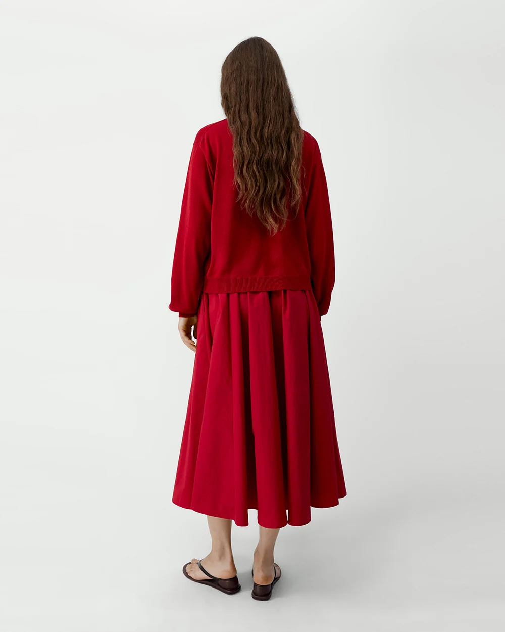 COTTON & SILK CARDIGAN / RED - Image 3
