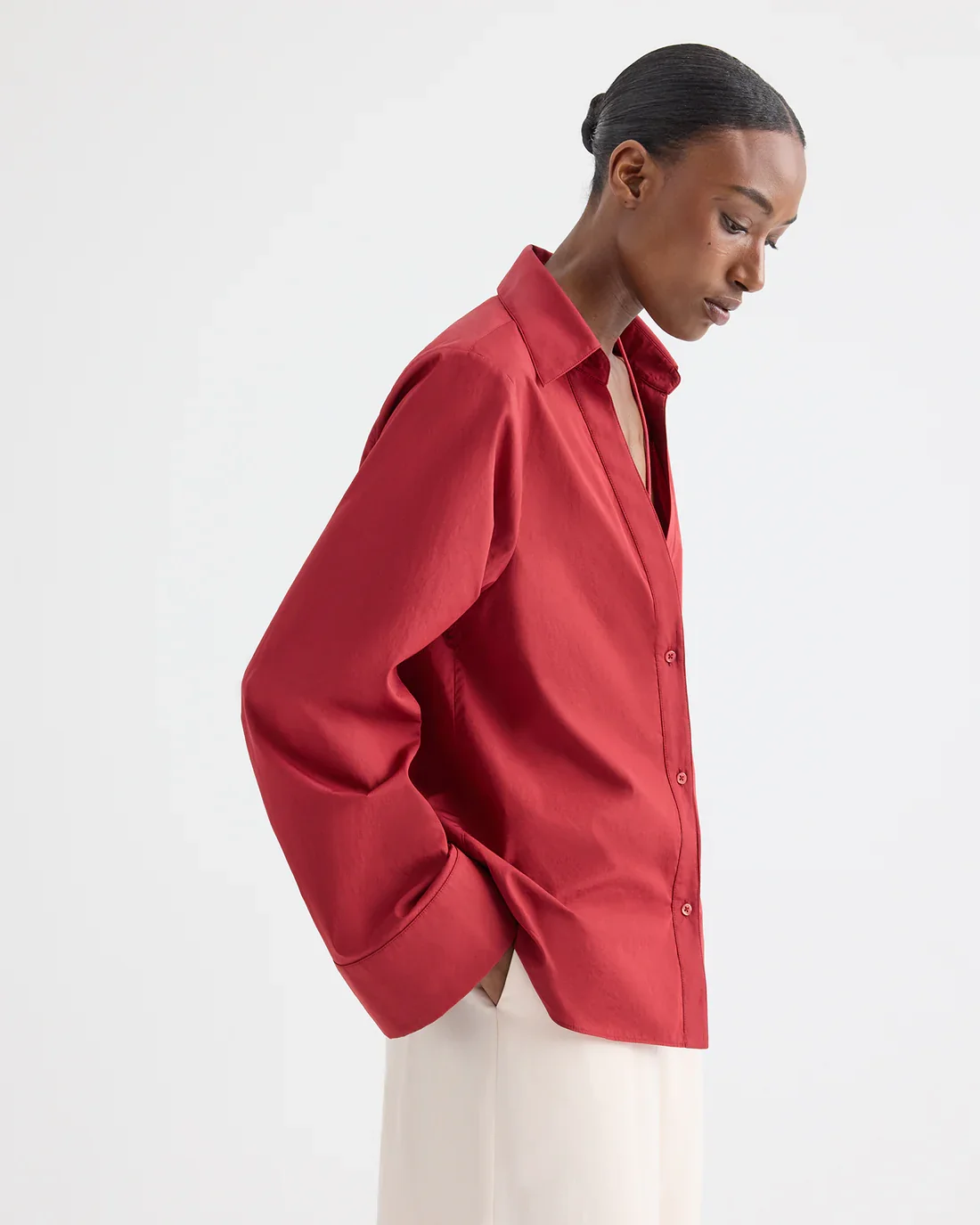 DEEP V RELAXED SHIRT / KARANDA RED - Image 2