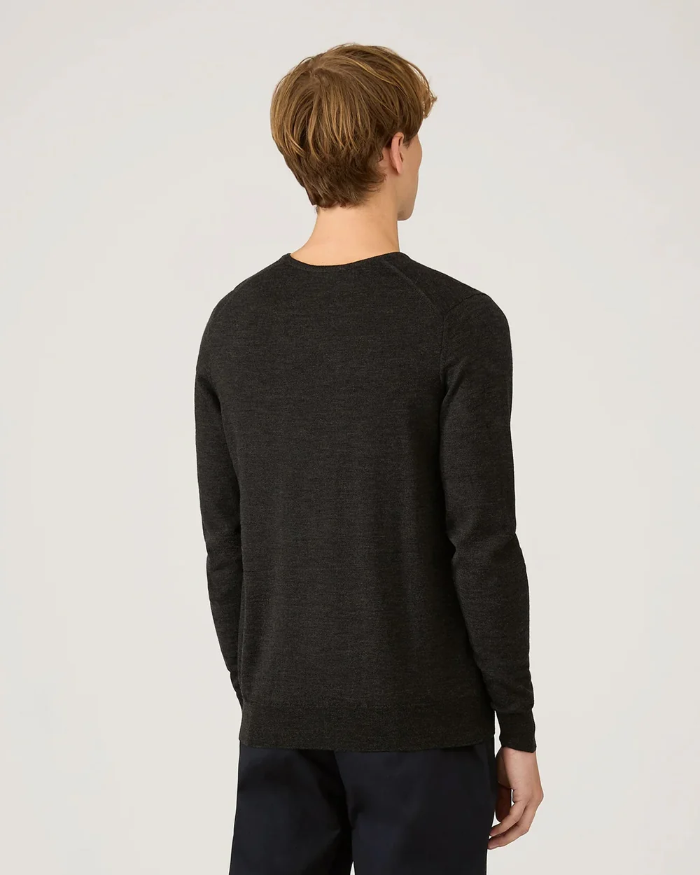 EXTRA FINE MERINO CREW NECK / CHARCOAL MELANGE - Image 3