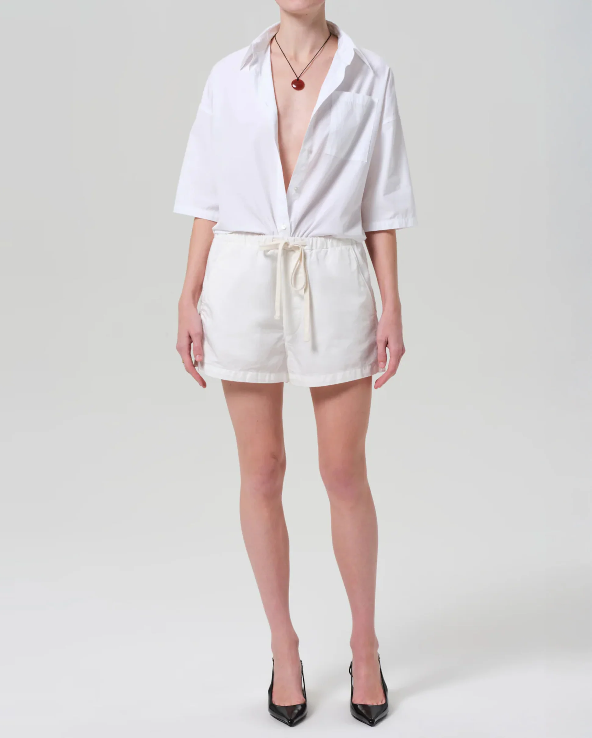 FRANCES CROPPED CAPE BUTTON UP / OPTIC WHITE - Image 5