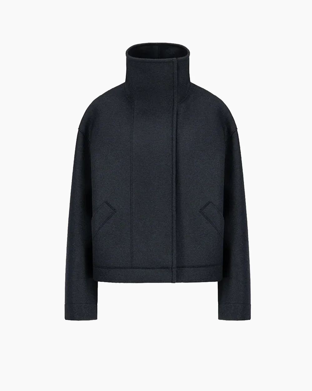 FUNNEL BIKER JACKET PRESSED WOOL / DARK BLUE - Image 6