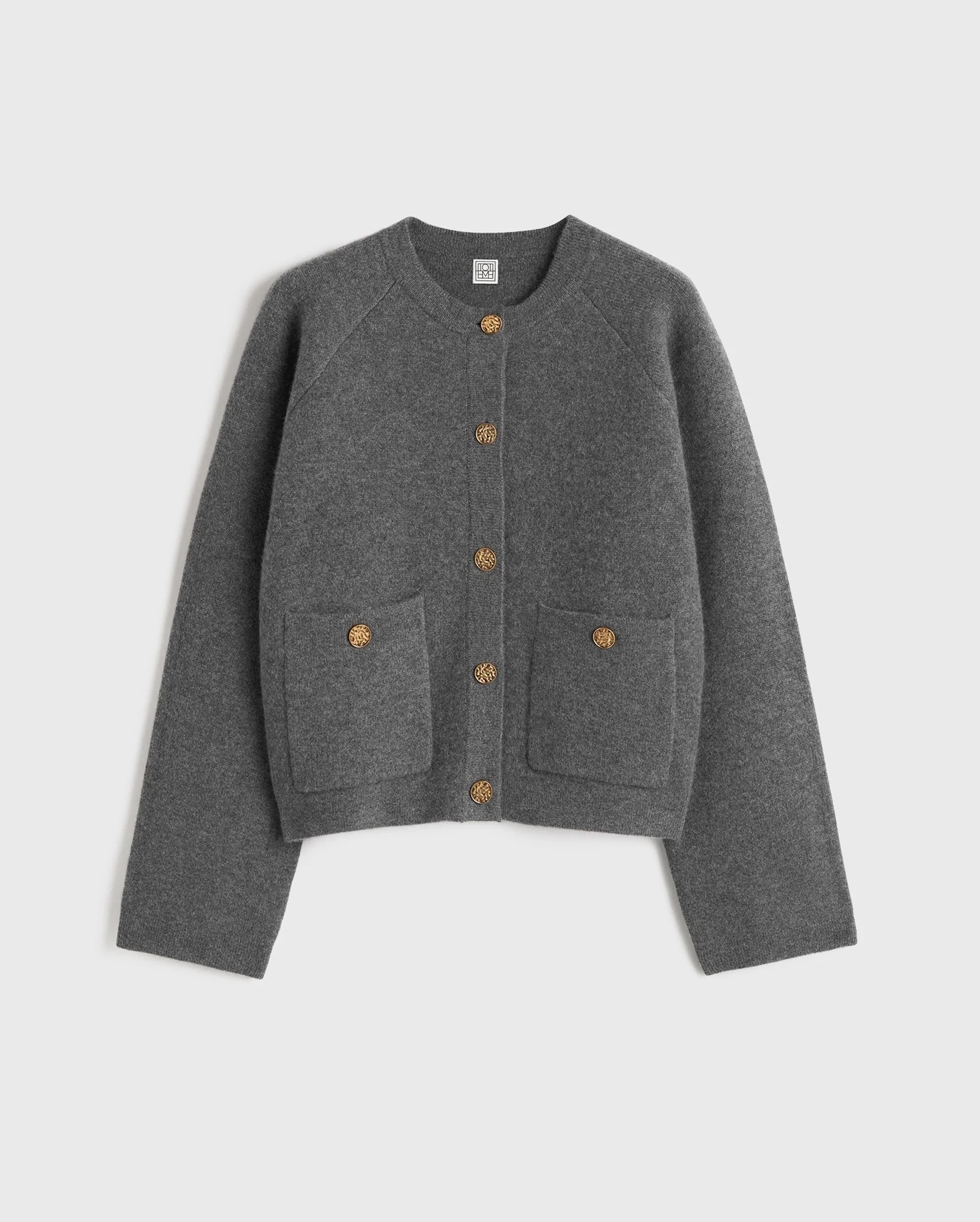 HAMMERED BUTTON CARDIGAN / GREY MELANGE - Image 5