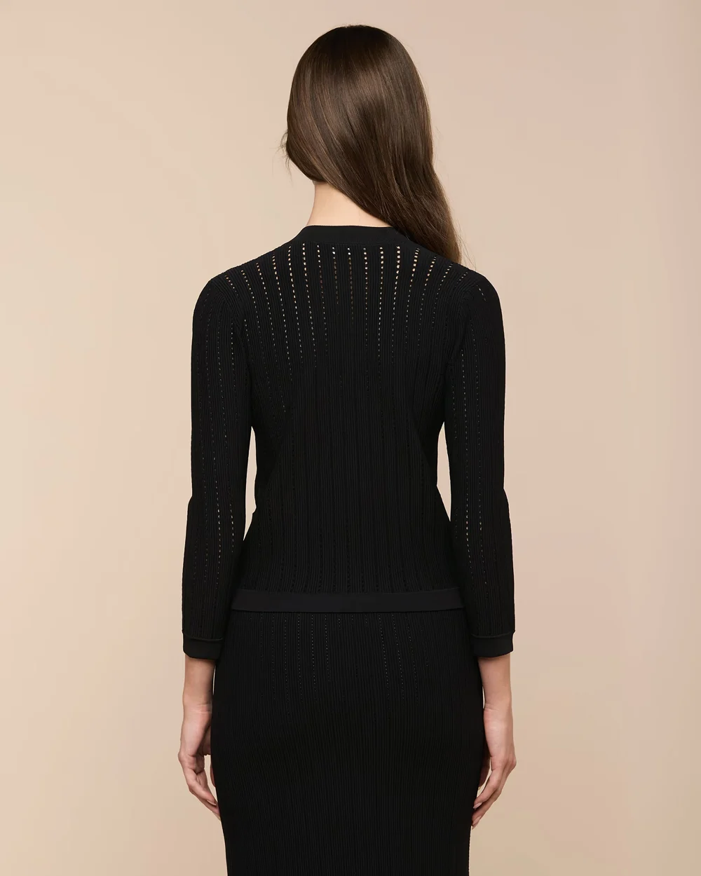 IRVIN POINTELLE CROPPED CARDIGAN / BLACK - Image 3