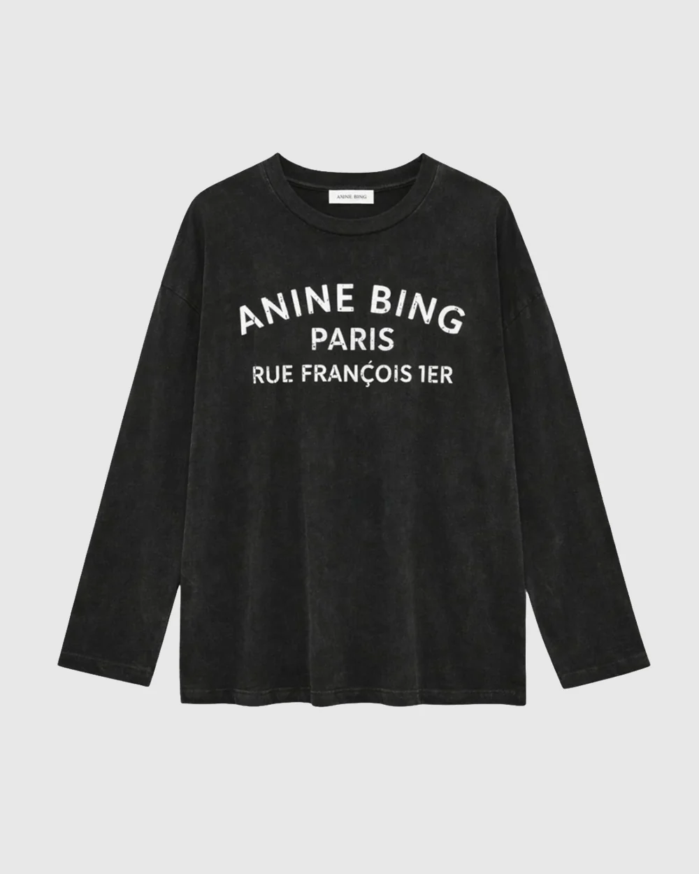 IVAN LONG SLEEVE PARIS STENCIL / WASHED BLACK - Image 3