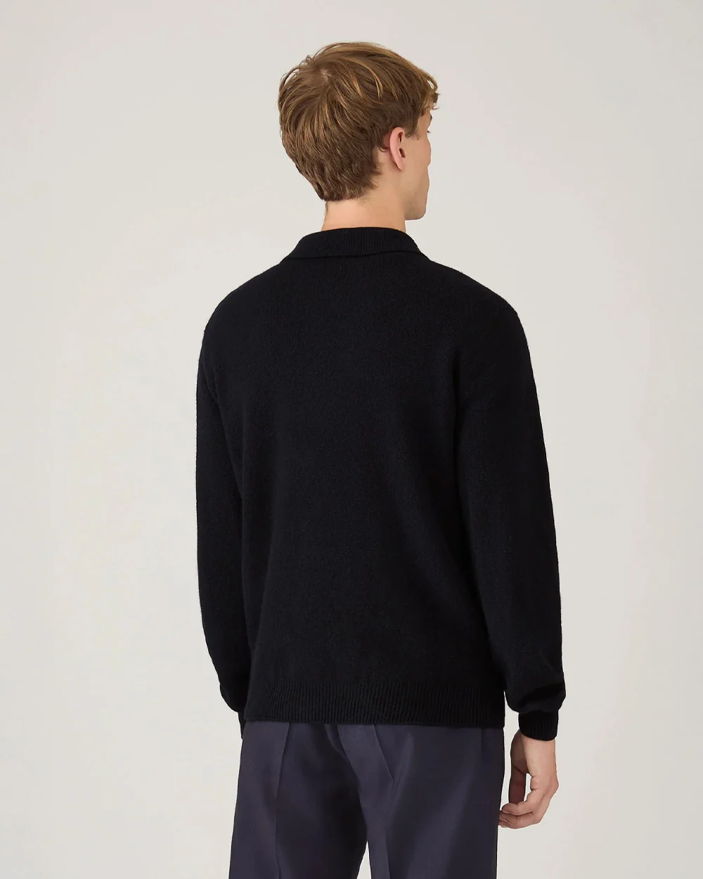 LAMBSWOOL CARDIGAN / DARK NAVY MOULINE - Image 4