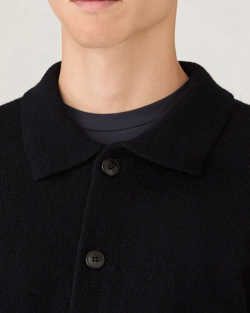 LAMBSWOOL CARDIGAN / DARK NAVY MOULINE - Image 5
