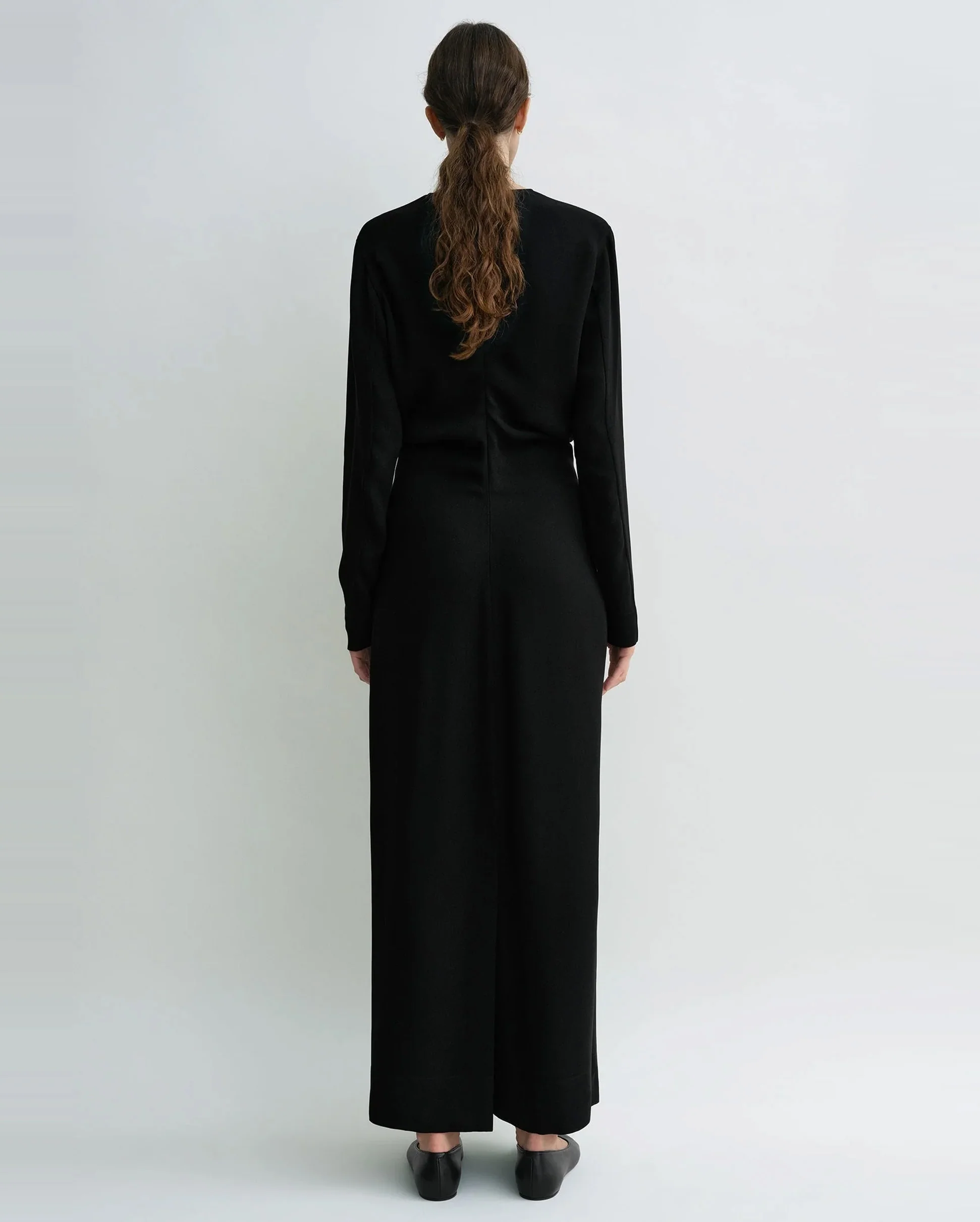 LONG SLEEVE SLOUCH WAIST DRESS / BLACK - Image 4