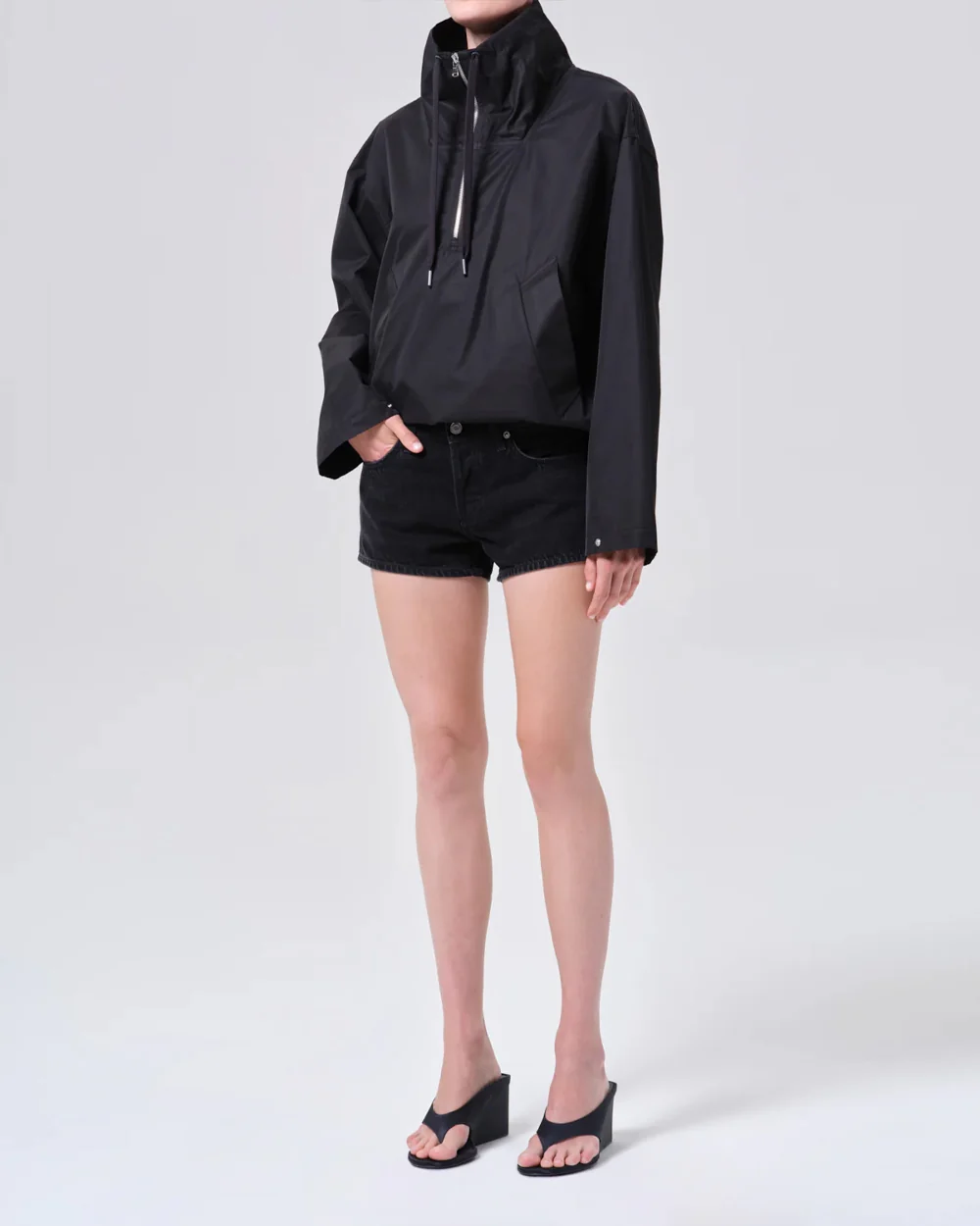 LYDIA NYLON POPOVER ANNORAK / BLACK - Image 4