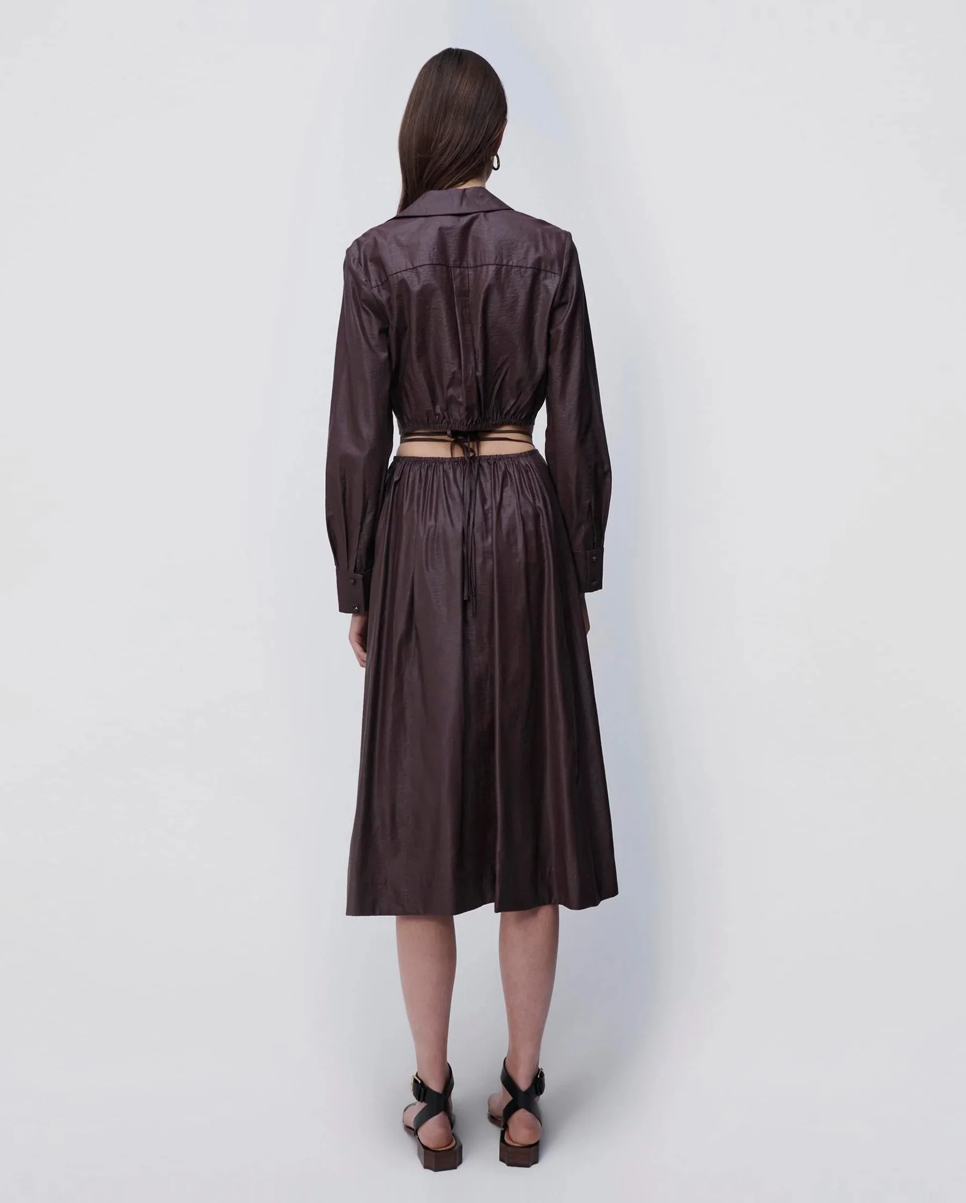 MIKAH SATIN MIDI SKIRT / DARK CHOCOLATE - Image 6