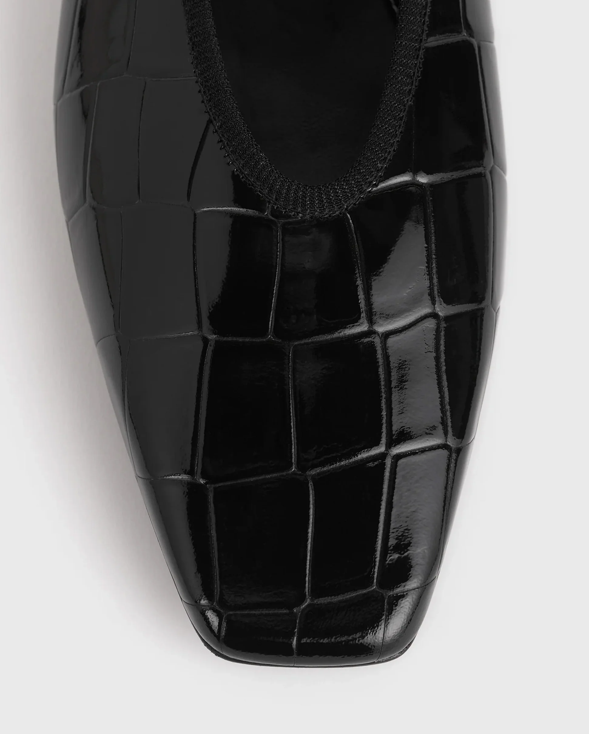 MINIMALIST CROCO EMBOSSED BALLERINA / BLACK - Image 6