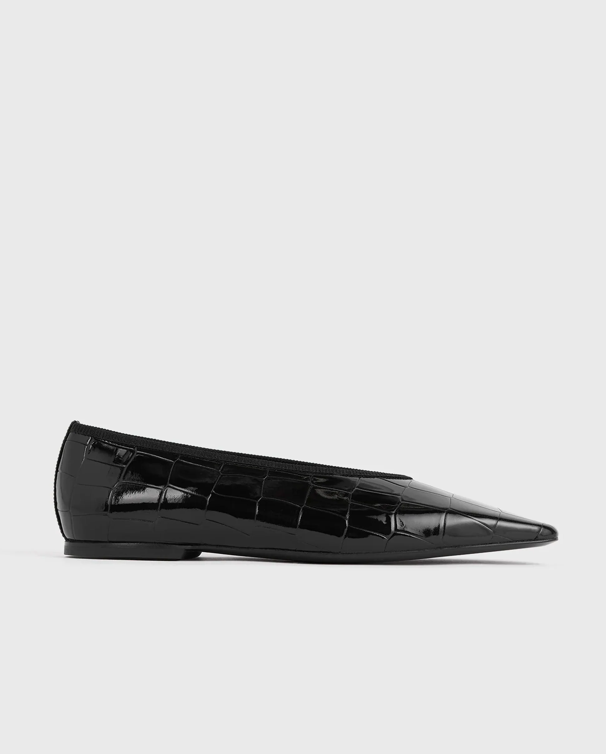 MINIMALIST CROCO EMBOSSED BALLERINA / BLACK - Image 8