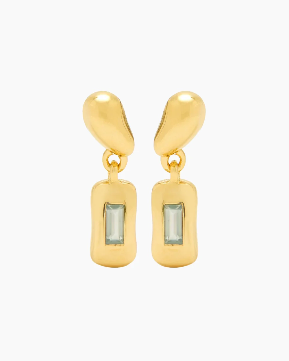 MOLTEN GEMSTONE BAGUETTE DROP EARRINGS / GOLD