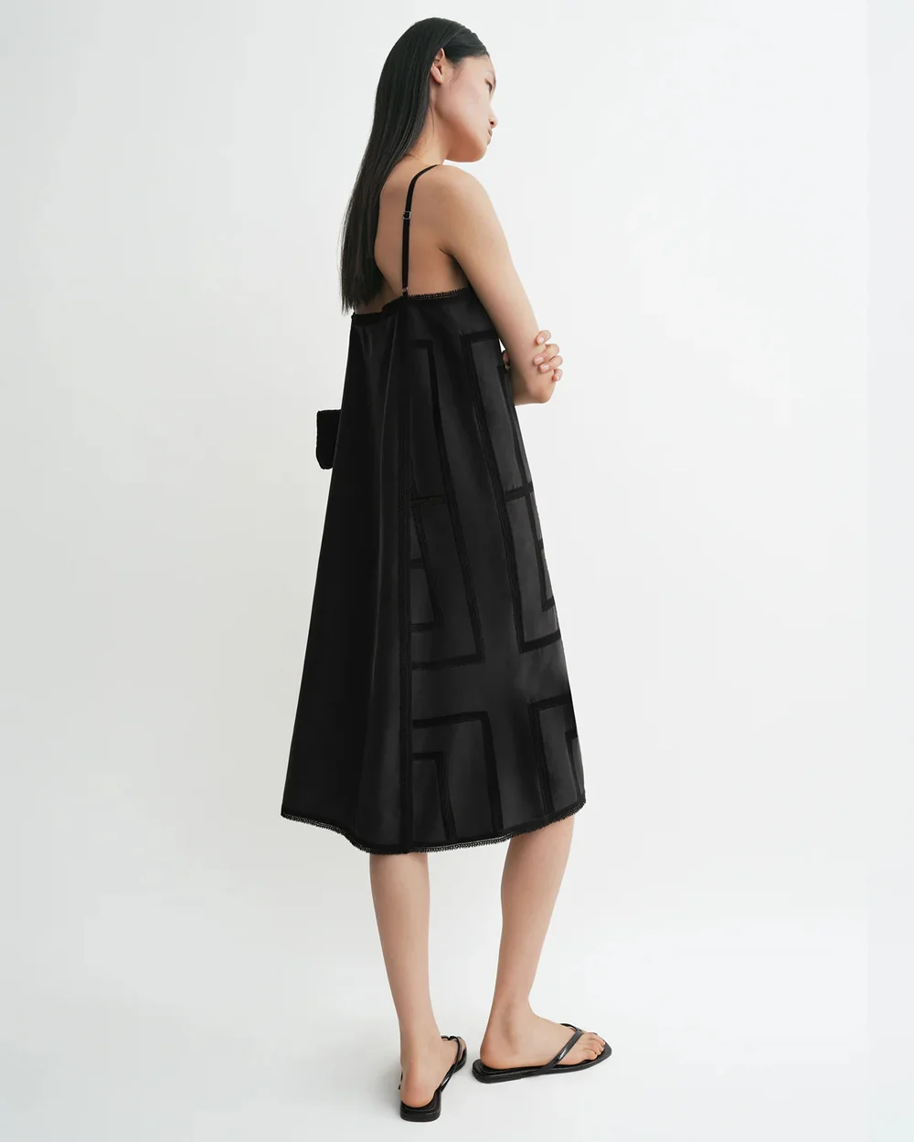MONOGRAM SILK DRESS / WASHED BLACK - Image 3