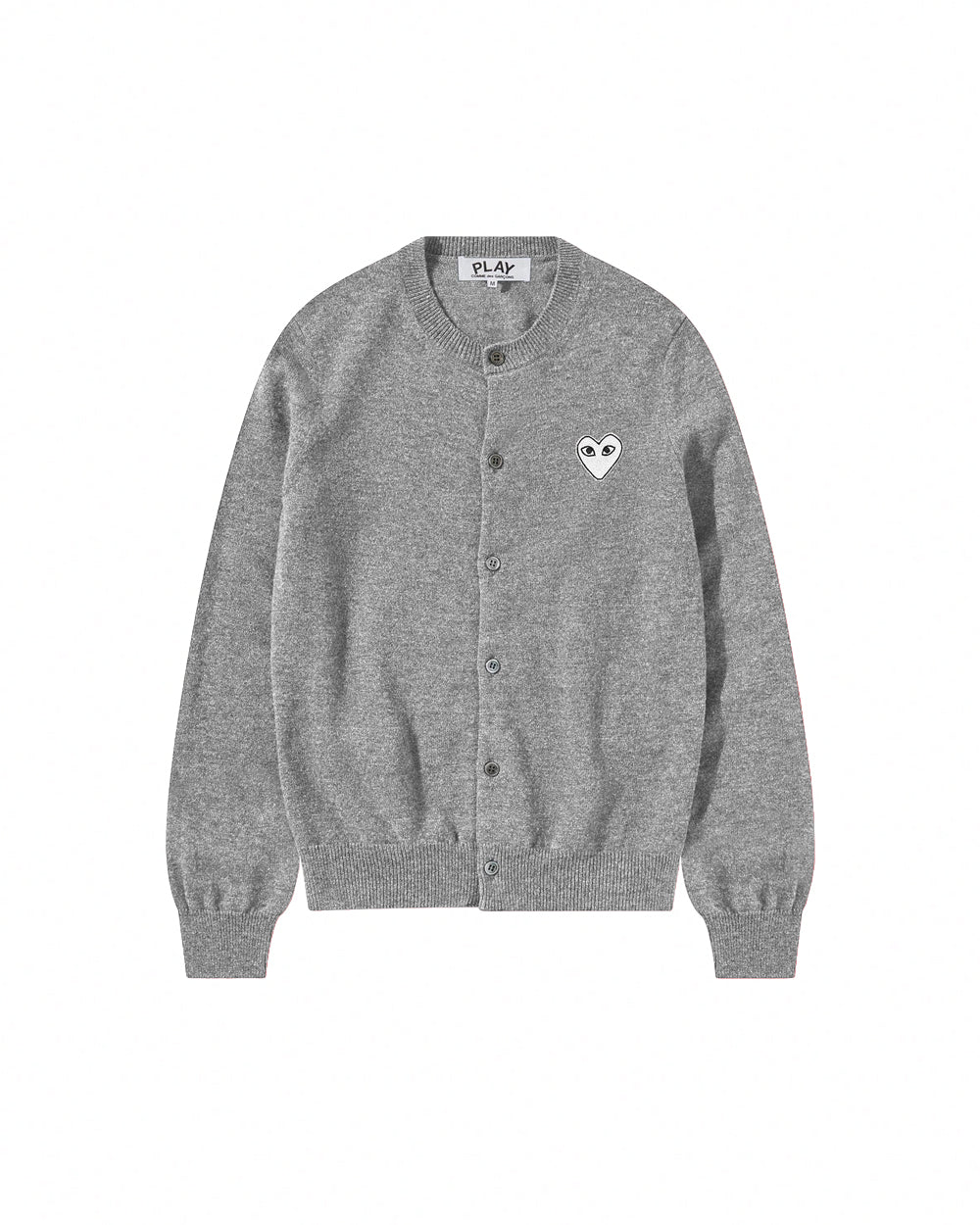 N065 WOMENS WHITE HEART CARDIGAN/ LIGHT GREY