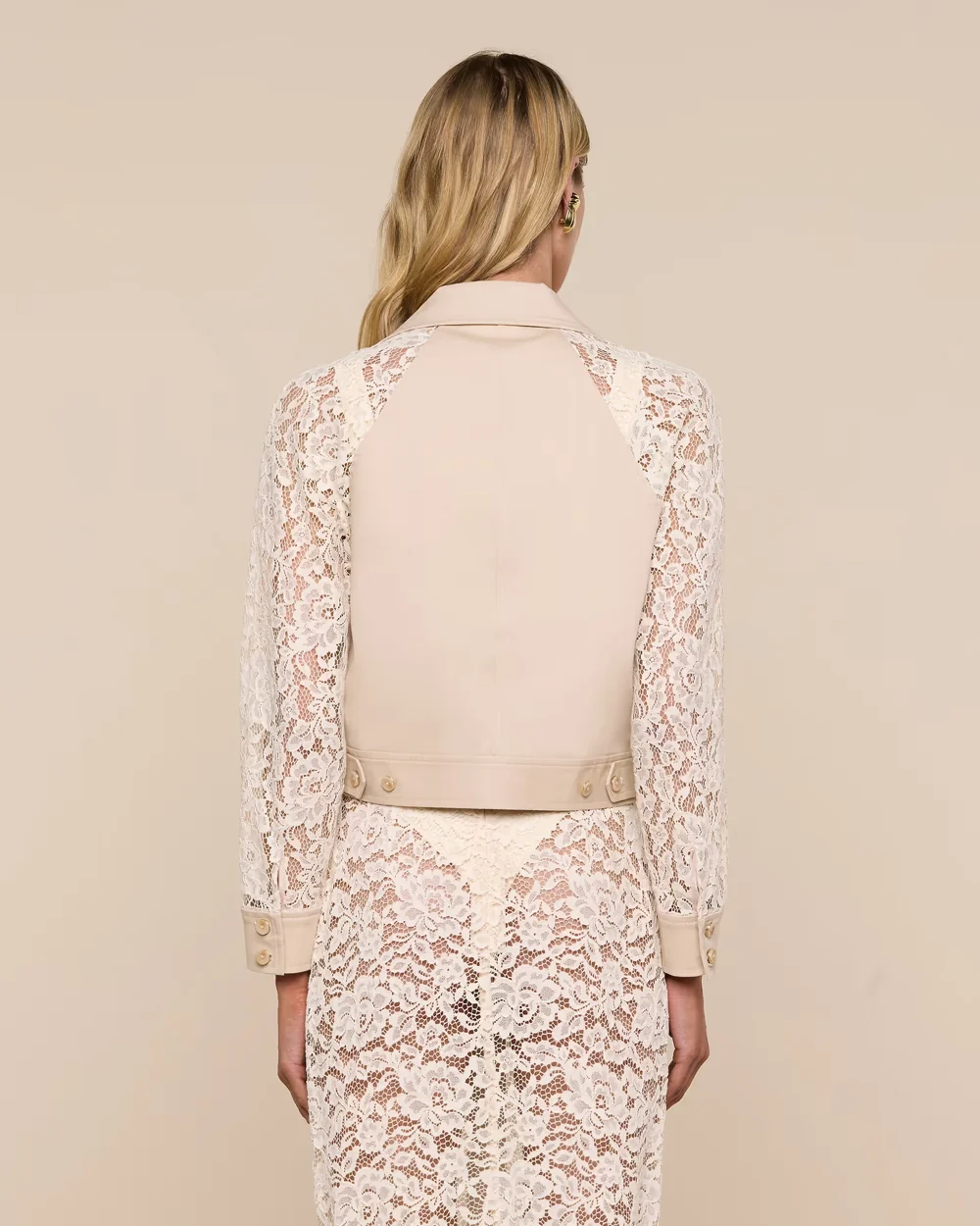 NOVELLE LACE TRENCH / BISCUIT/ECRU - Image 4