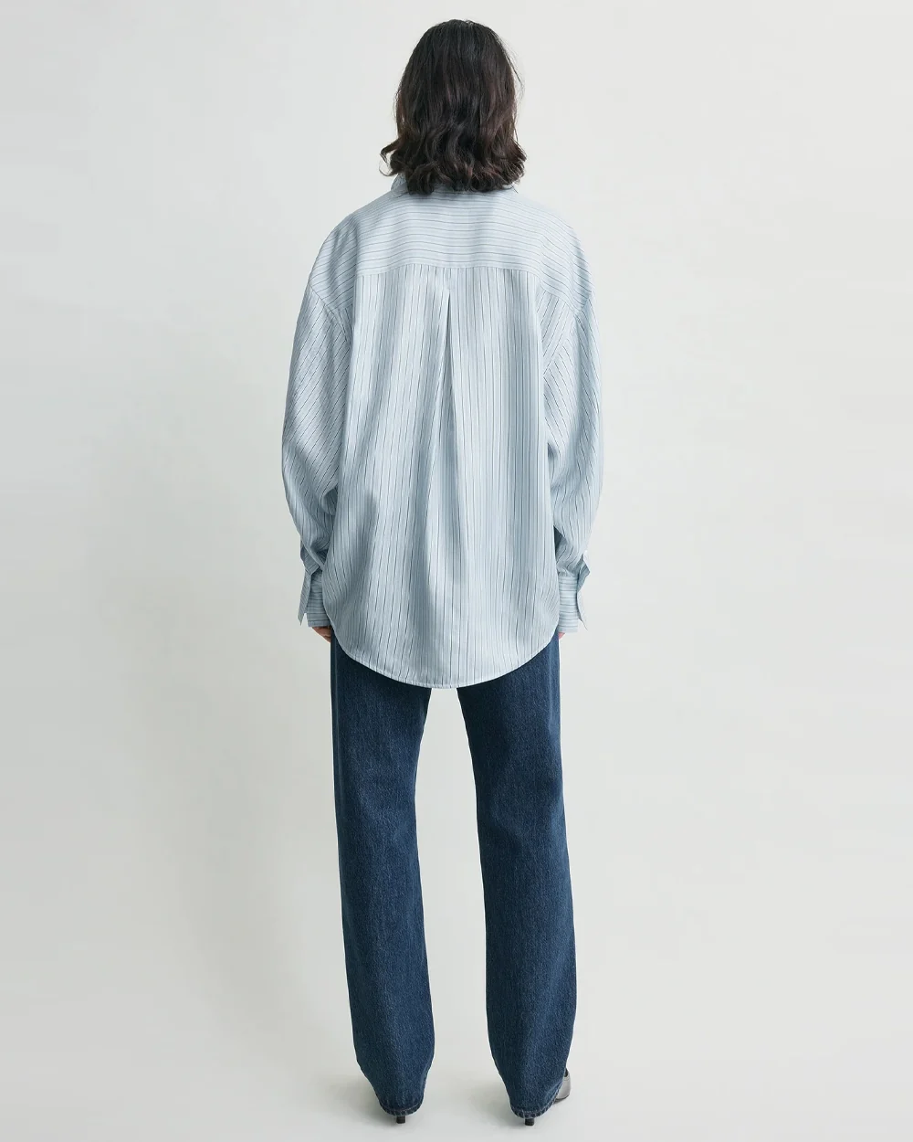 OVERSIZED STRIPED SHIRT / ICE / WHITE - Image 5