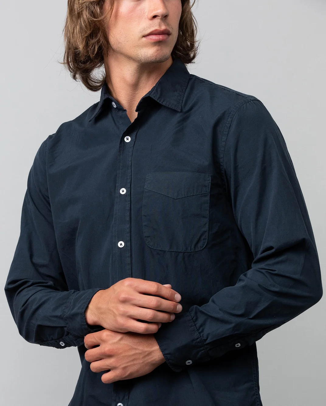POPLIN STANDARD SHIRT / NAVY - Image 3