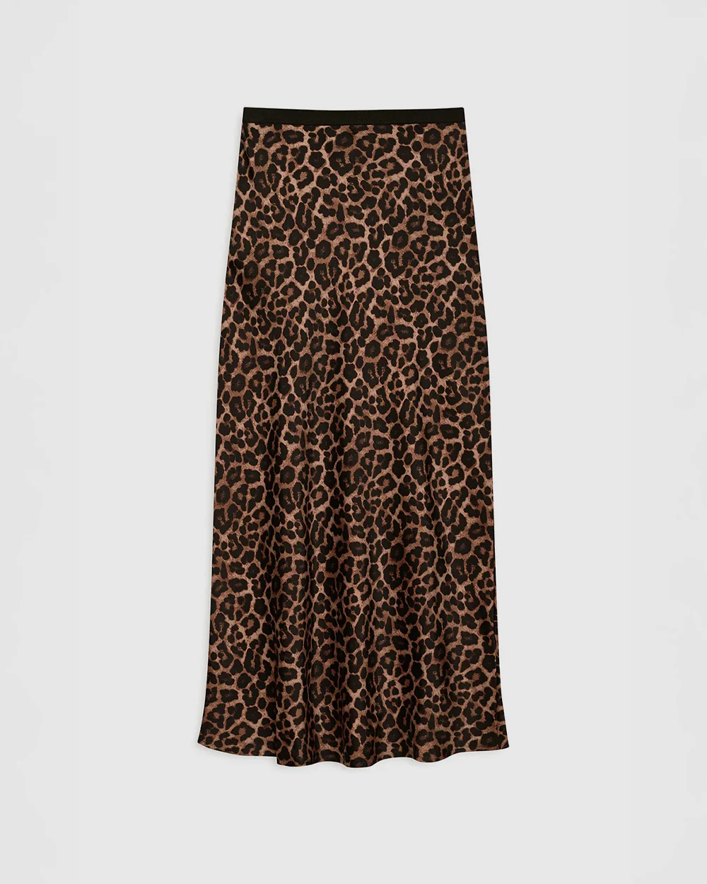 PRINTED BAR SILK SKIRT / BLACK AND BROWN LEOPARD - Image 4