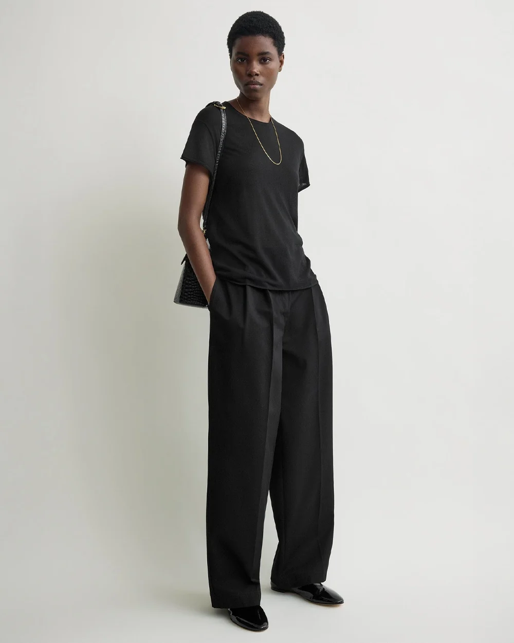 RELAXED TWILL TROUSERS / BLACK - Image 2