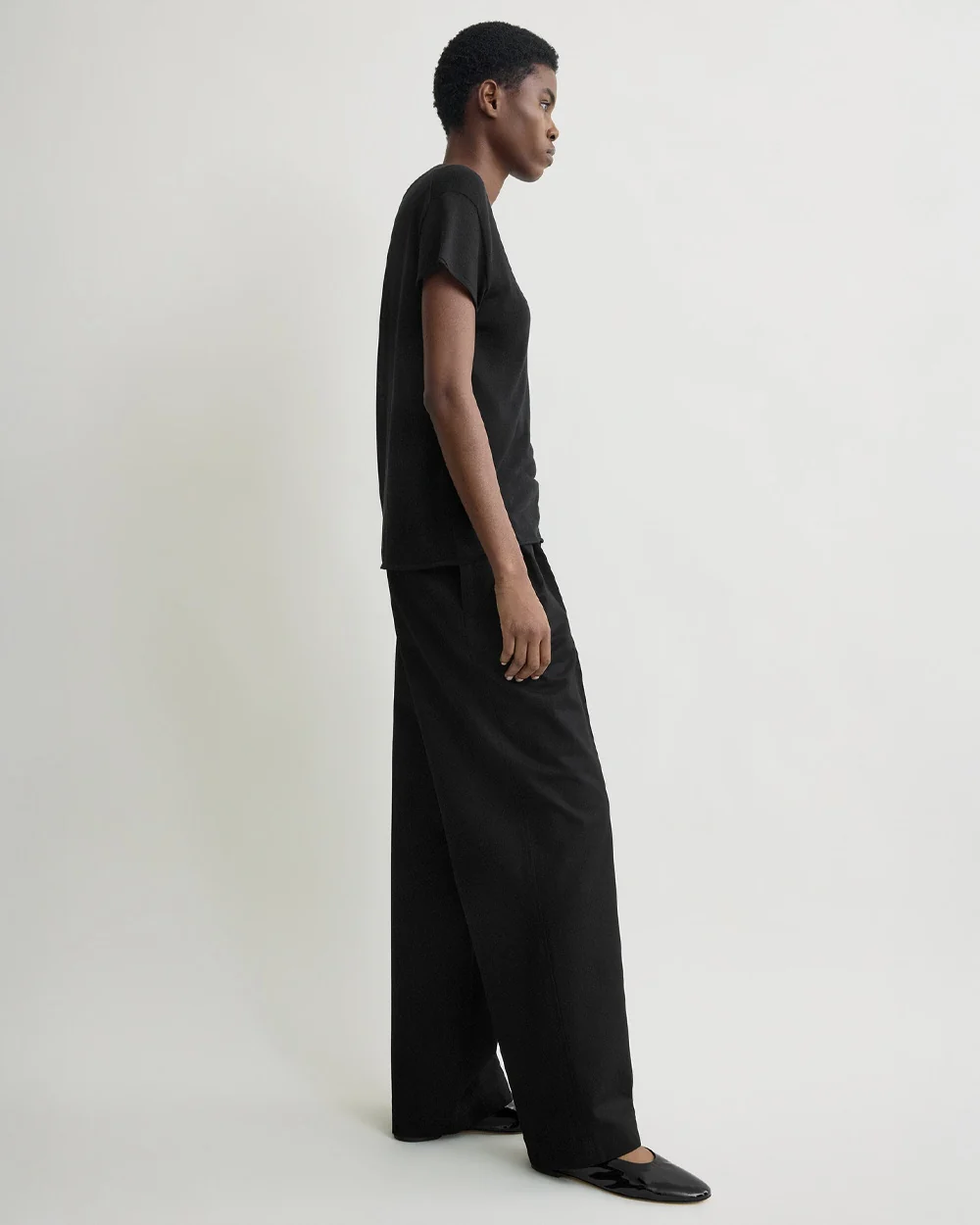 RELAXED TWILL TROUSERS / BLACK - Image 3
