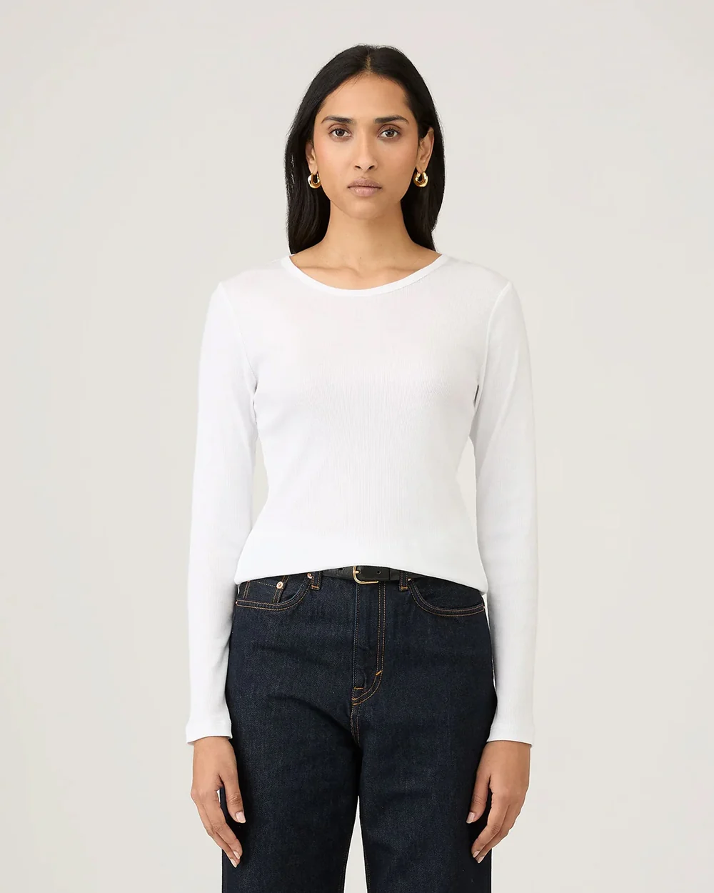 RIB LS T-SHIRT / WHITE
