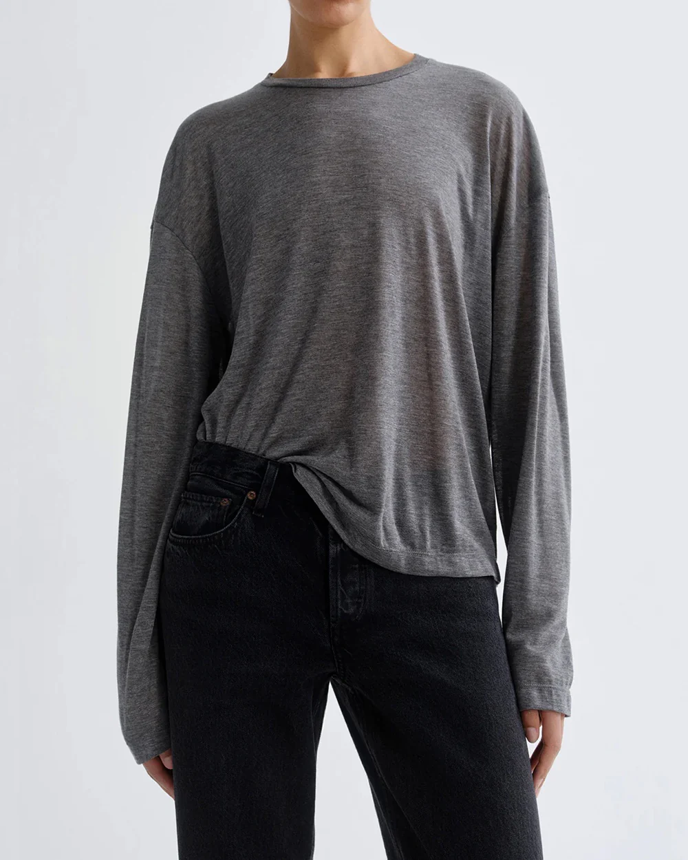 SASHA LONGSLEEVE BOYFRIEND TEE / GREY HEATHER
