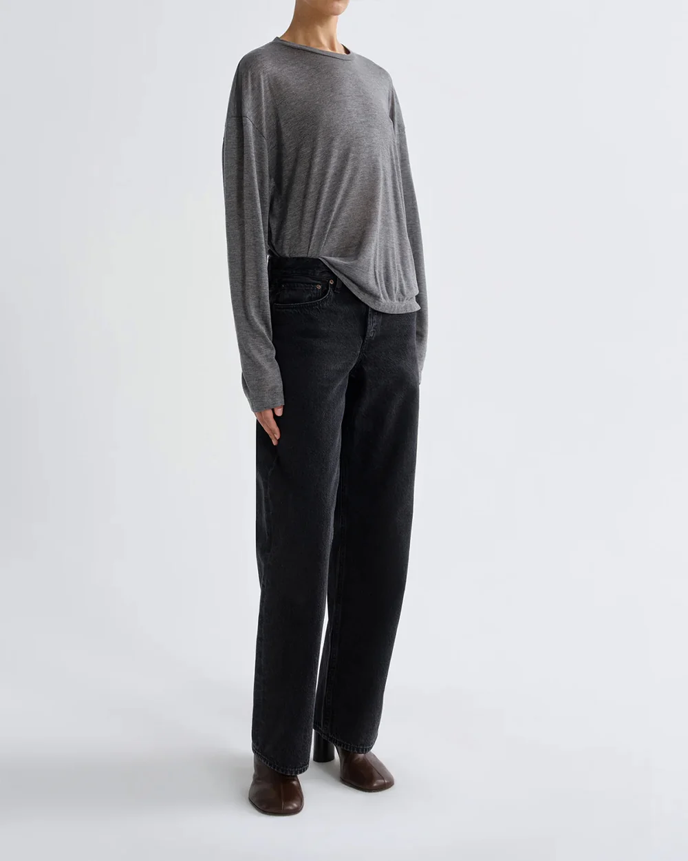 SASHA LONGSLEEVE BOYFRIEND TEE / GREY HEATHER - Image 5