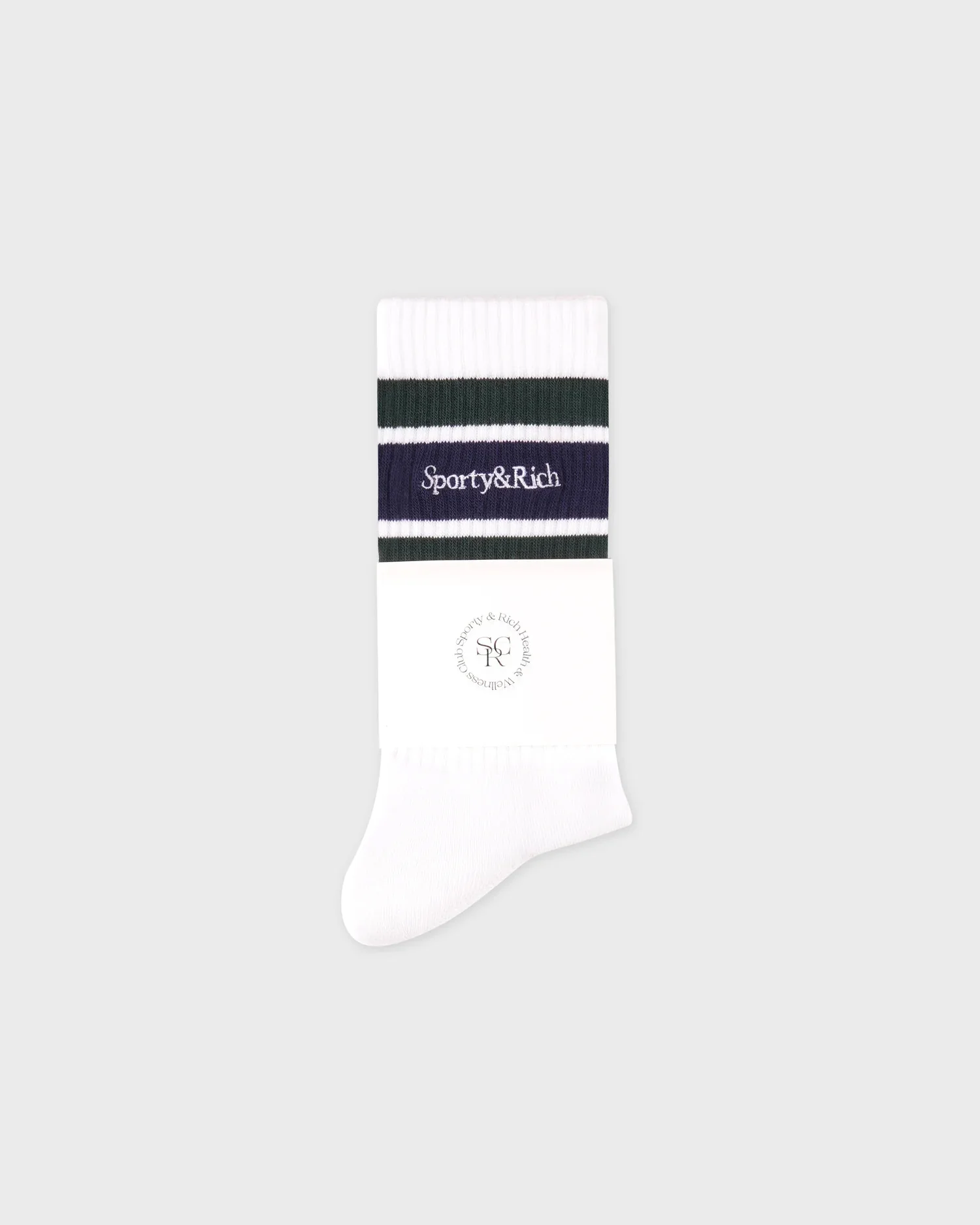 SERIF LOGO SOCKS / WHITE/FOREST/DARK NAVY - Image 2
