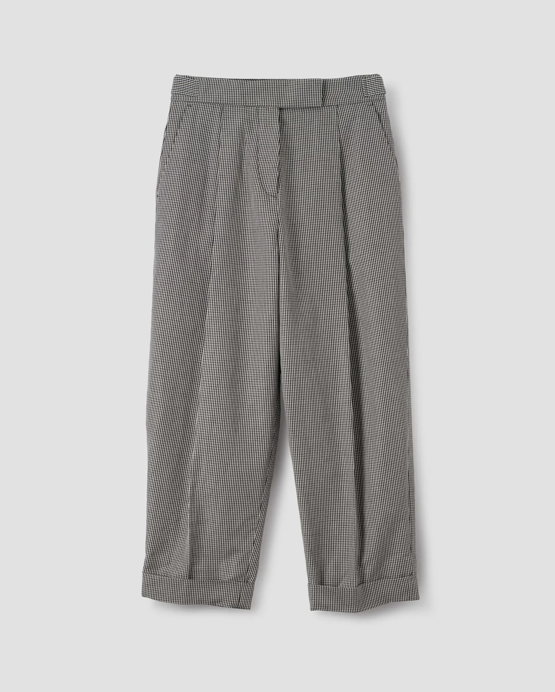 SINGLE PLEAT CROPPED TROUSER / BLACK ECRU - Image 4