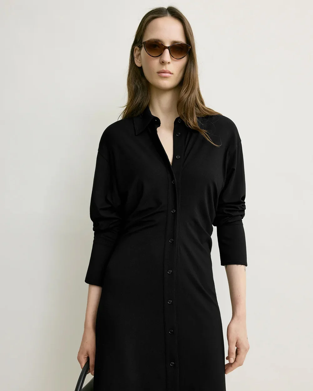 SLOUCH JERSEY SHIRTDRESS / BLACK - Image 4