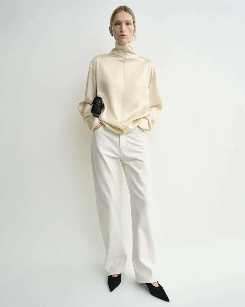 SLOUCH NECK BLOUSE / ECRU