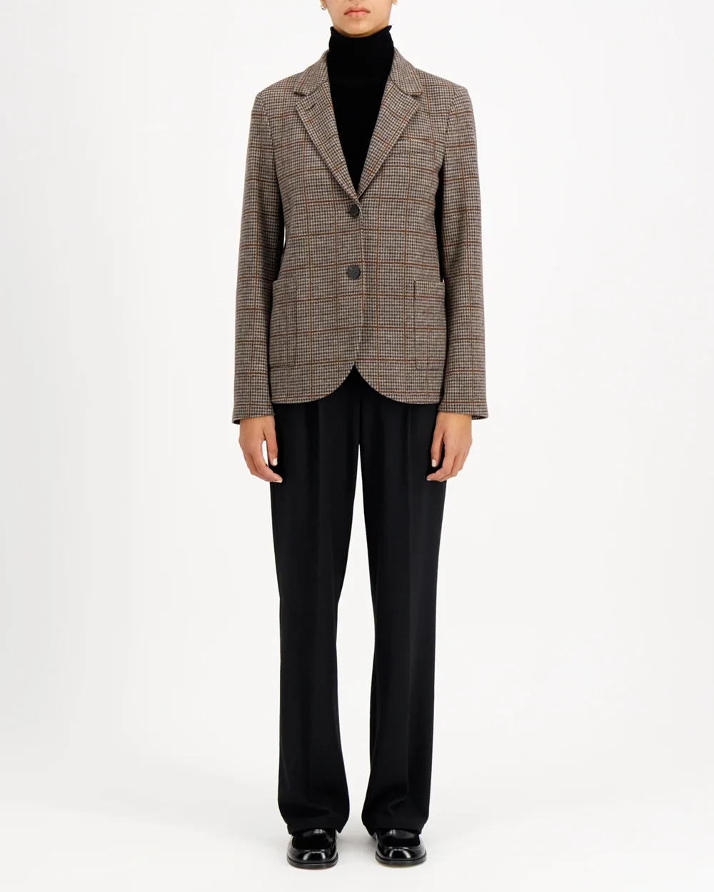 STAND UP COLLAR BLAZER LORO PIANA FABRIC / TAUPE & RUST - Image 3