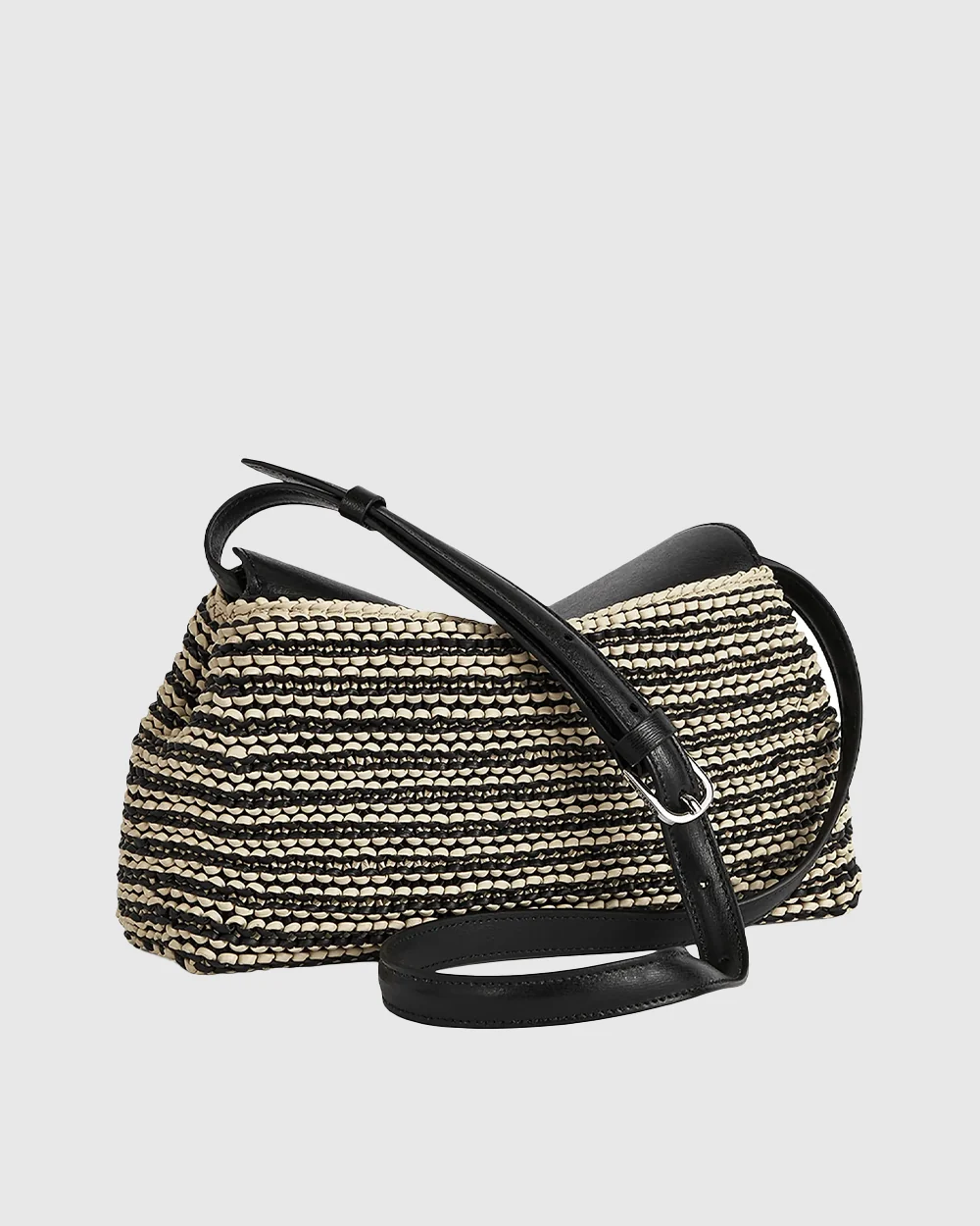 T-LOCK WOVEN-LEATHER CLUTCH / BLACK/SAND - Image 3