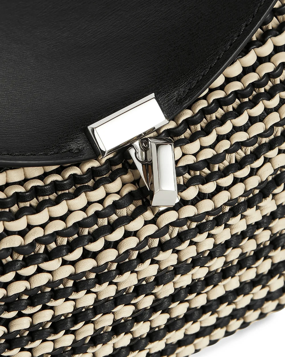 T-LOCK WOVEN-LEATHER CLUTCH / BLACK/SAND - Image 5