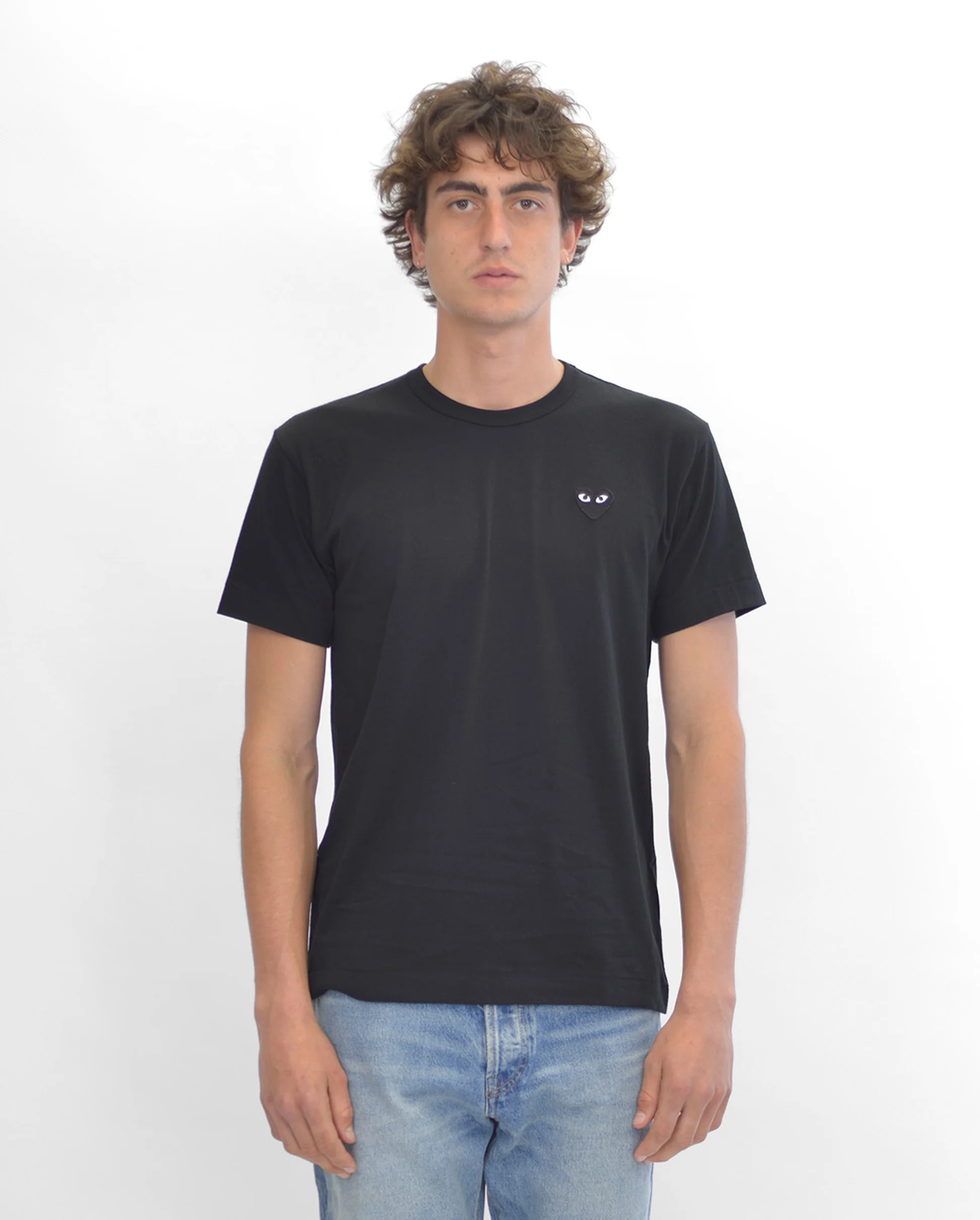 T064 UNISEX BLACK HEART T-SHIRT / BLACK - Image 2