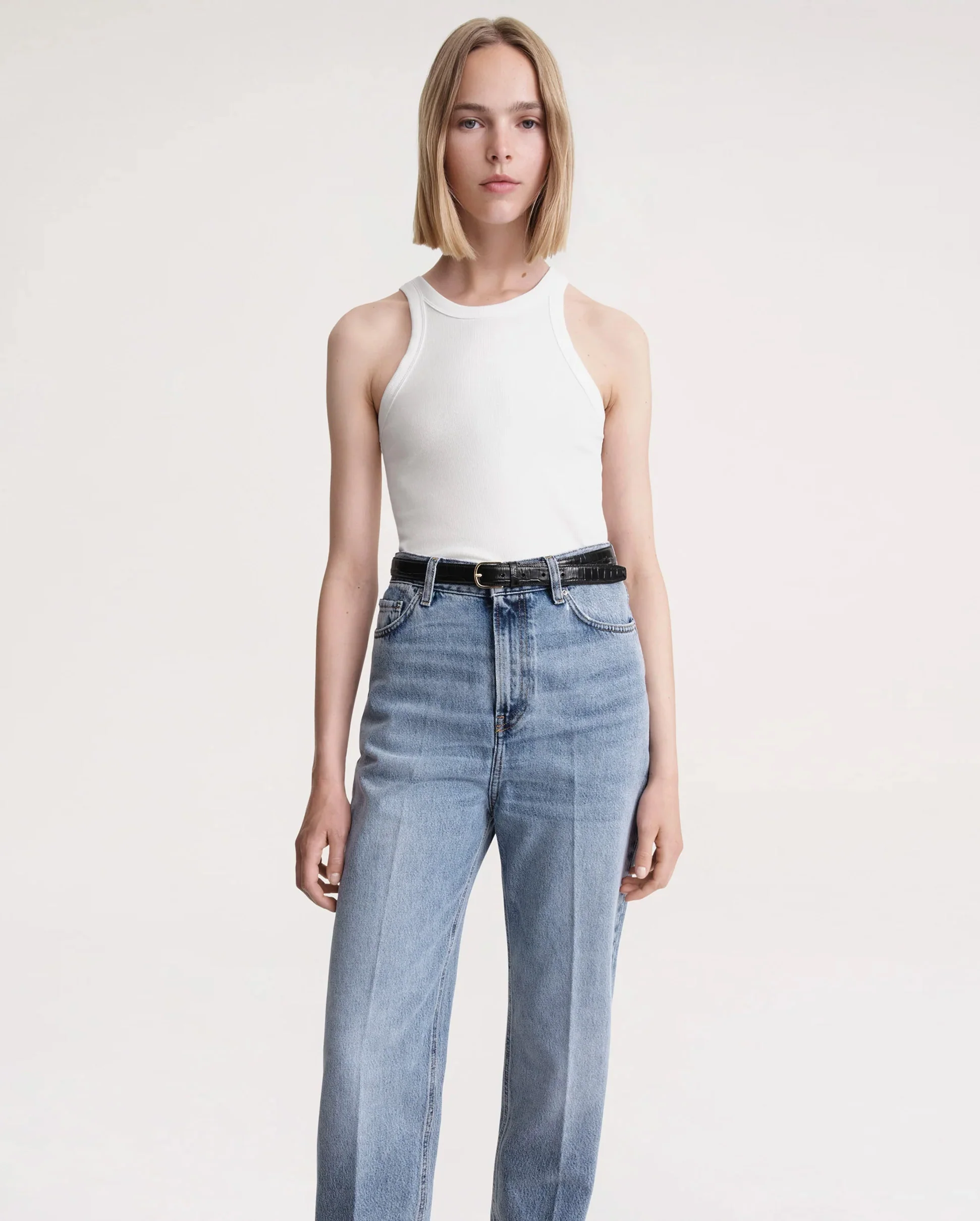 TAPERED LEG DENIM / WORN BLUE - Image 5