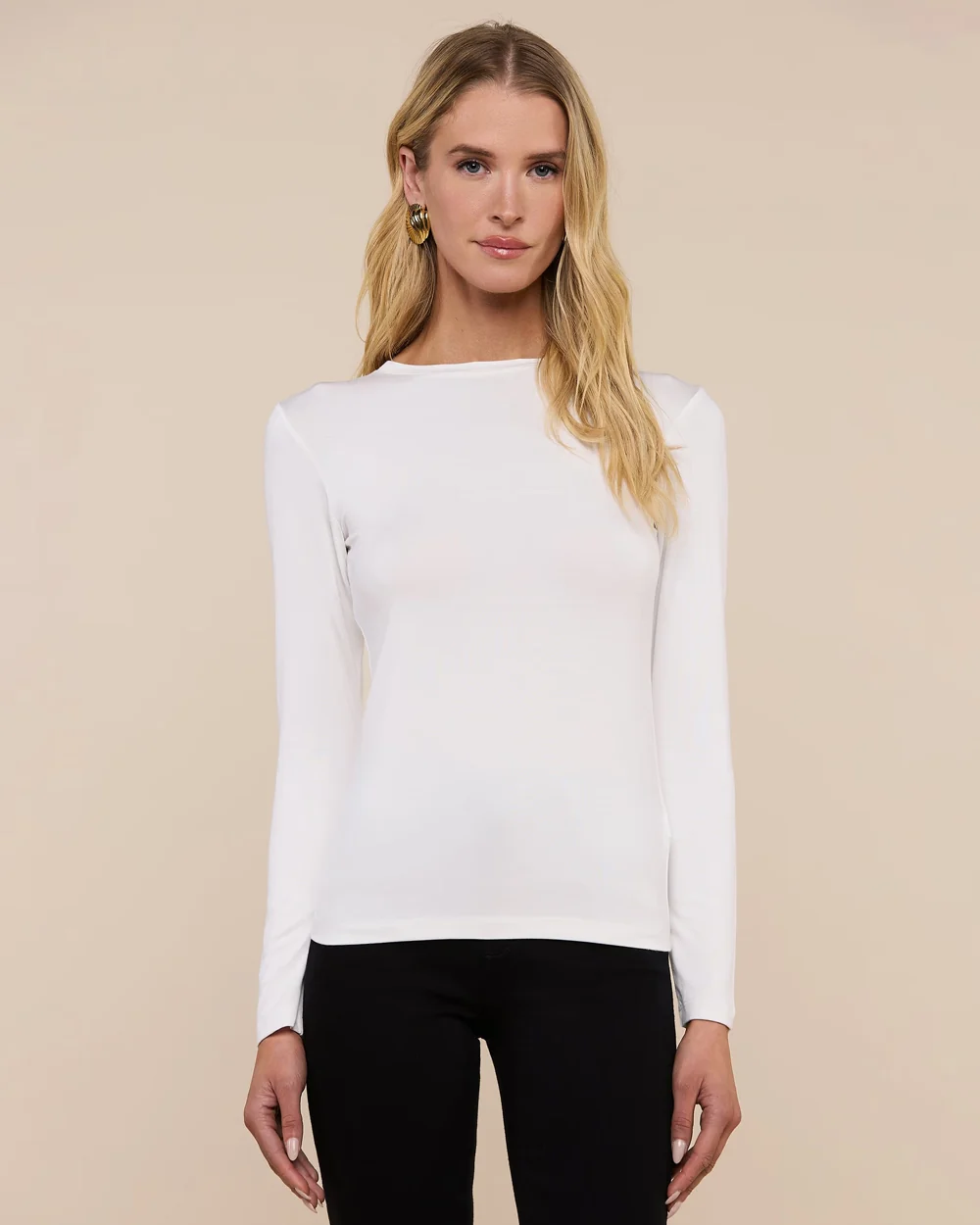 TESS LONG SLEEVE TEE / WHITE