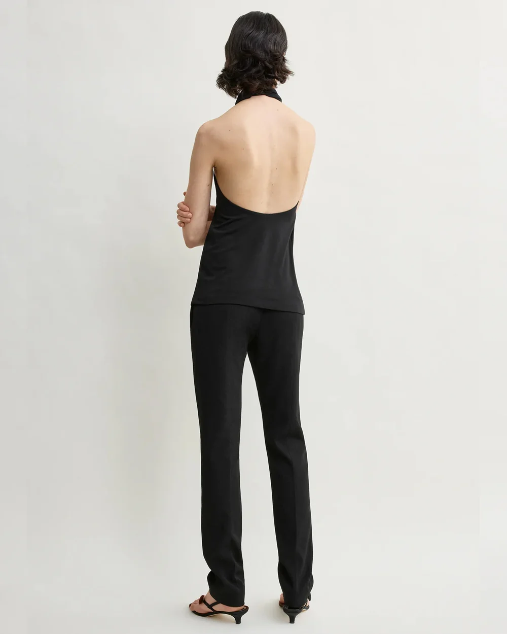 TWISTED JERSEY HALTER TOP / BLACK - Image 4